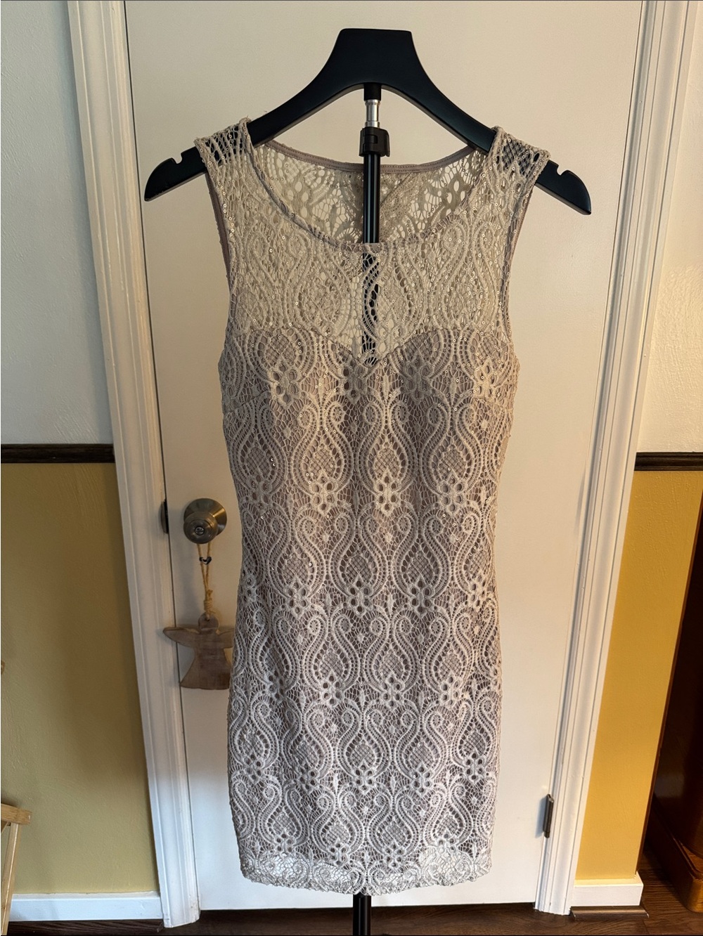 Sleeveless Lace Sheath Dress in Cream